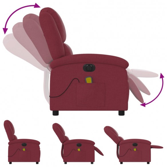 Fauteuil de massage inclinable électrique Rouge bordeaux Tissu