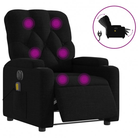 Fauteuil de massage inclinable électrique Noir Tissu