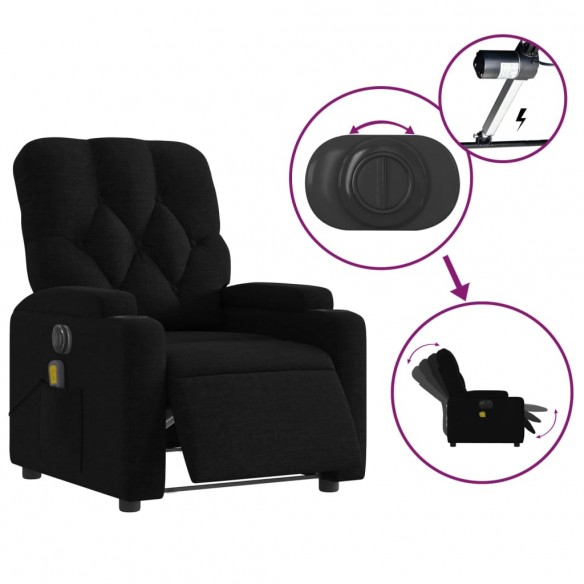 Fauteuil de massage inclinable électrique Noir Tissu