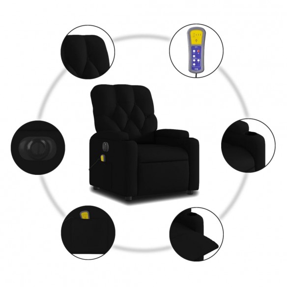 Fauteuil de massage inclinable électrique Noir Tissu