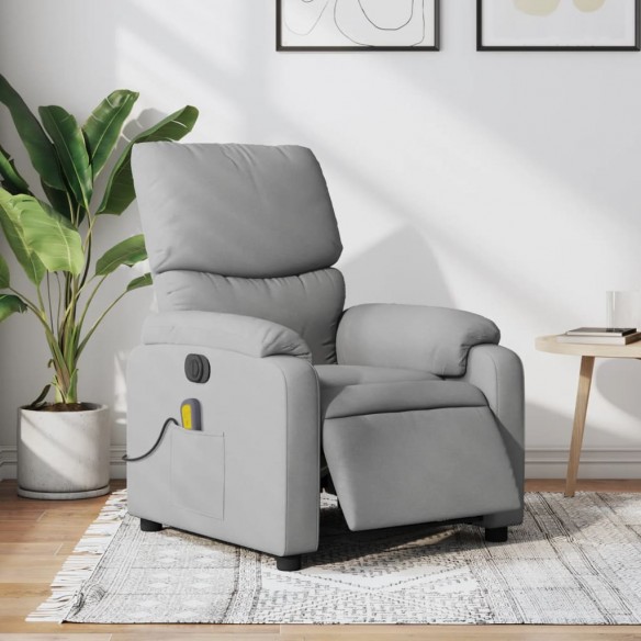 Fauteuil de massage inclinable électrique gris clair tissu