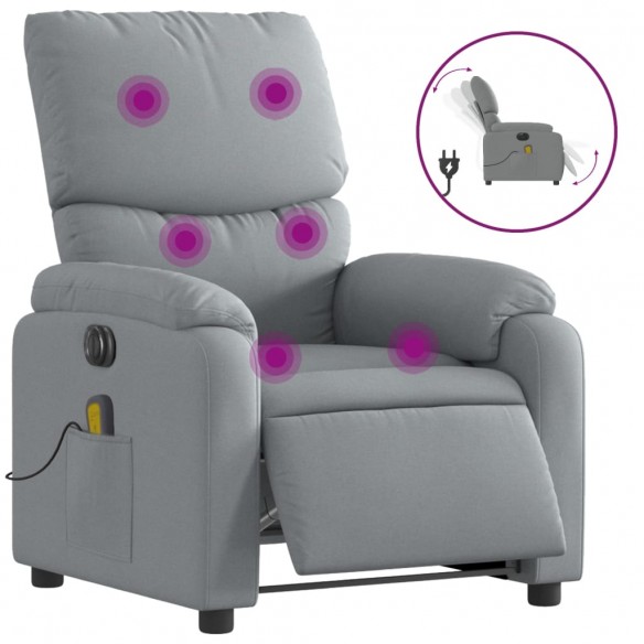 Fauteuil de massage inclinable électrique gris clair tissu