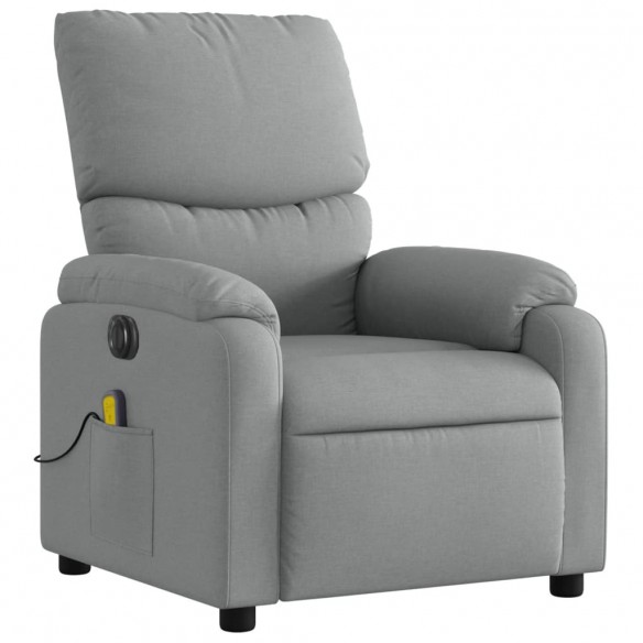 Fauteuil de massage inclinable électrique gris clair tissu