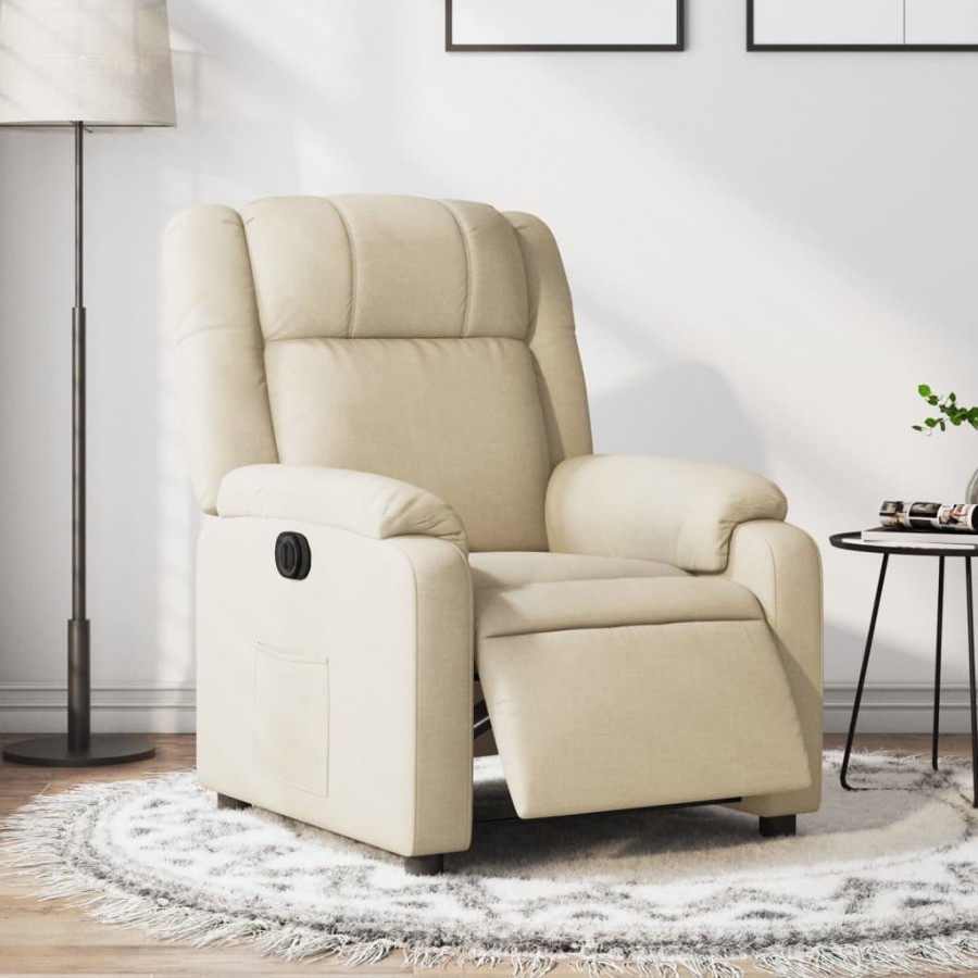 Fauteuil inclinable électrique Crème Tissu