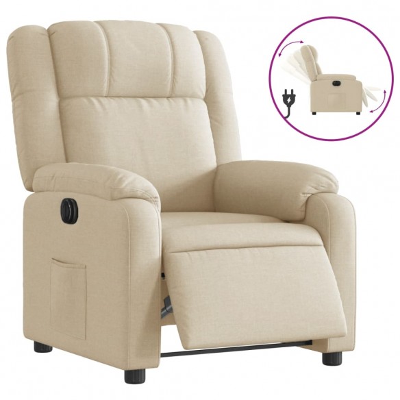 Fauteuil inclinable électrique Crème Tissu