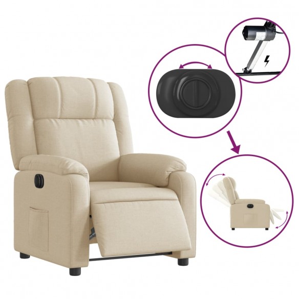 Fauteuil inclinable électrique Crème Tissu