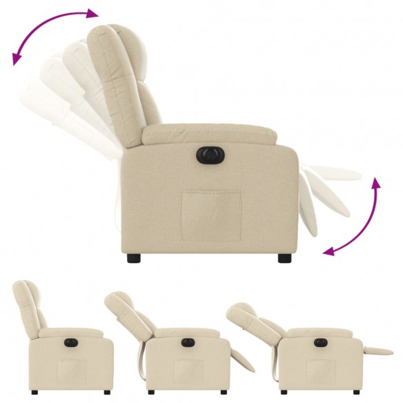 Fauteuil inclinable électrique Crème Tissu