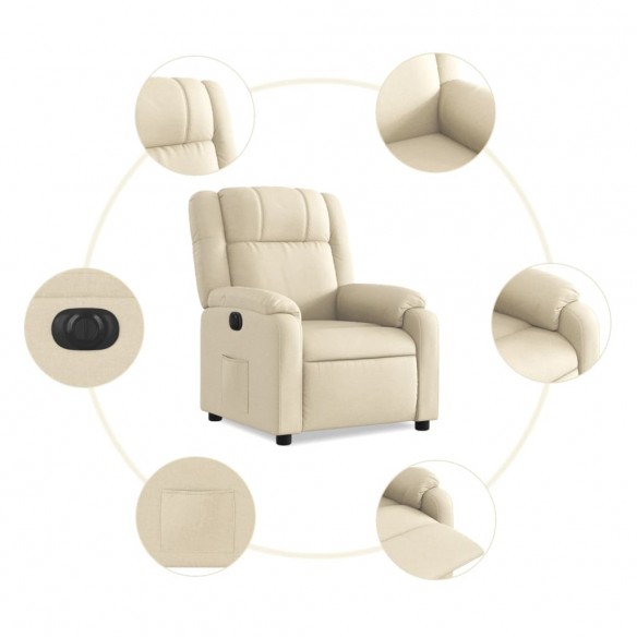 Fauteuil inclinable électrique Crème Tissu