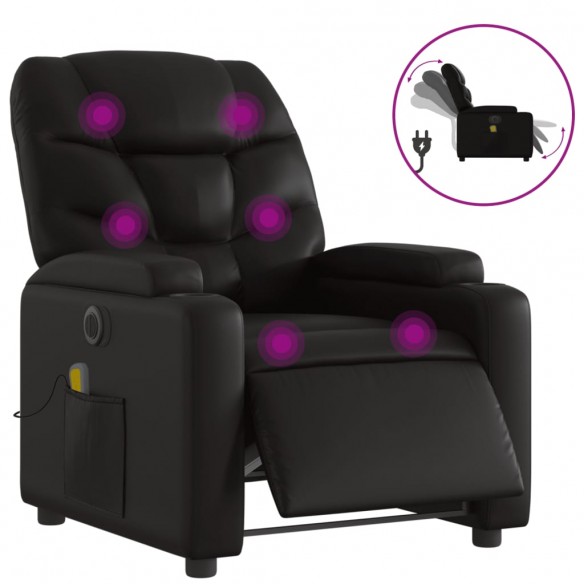 Fauteuil de massage inclinable électrique noir similicuir