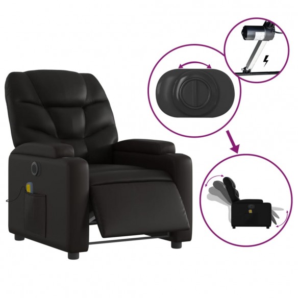 Fauteuil de massage inclinable électrique noir similicuir