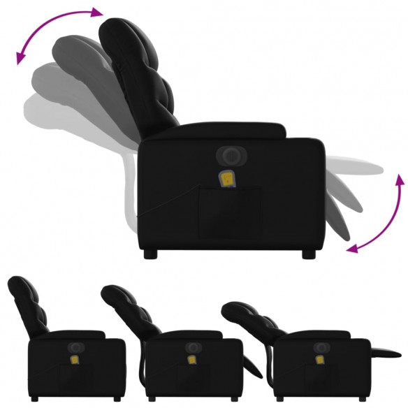 Fauteuil de massage inclinable électrique noir similicuir