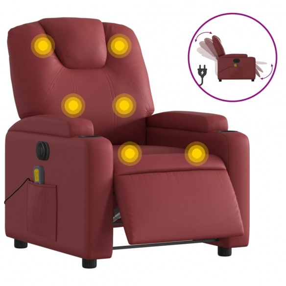 Fauteuil de massage inclinable électrique rouge bordeaux