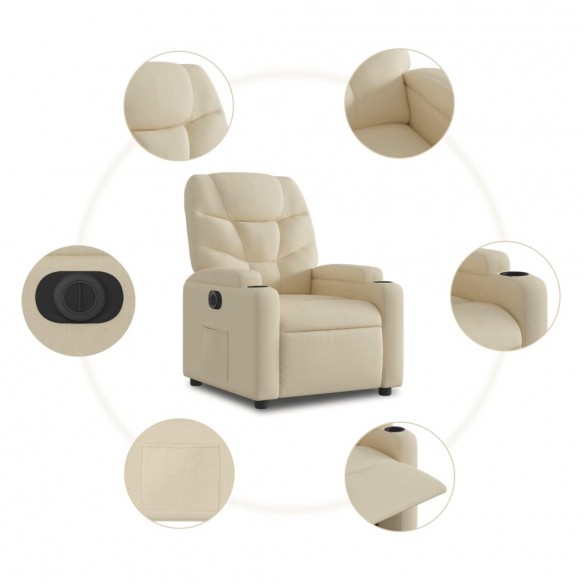 Fauteuil inclinable électrique Crème Tissu