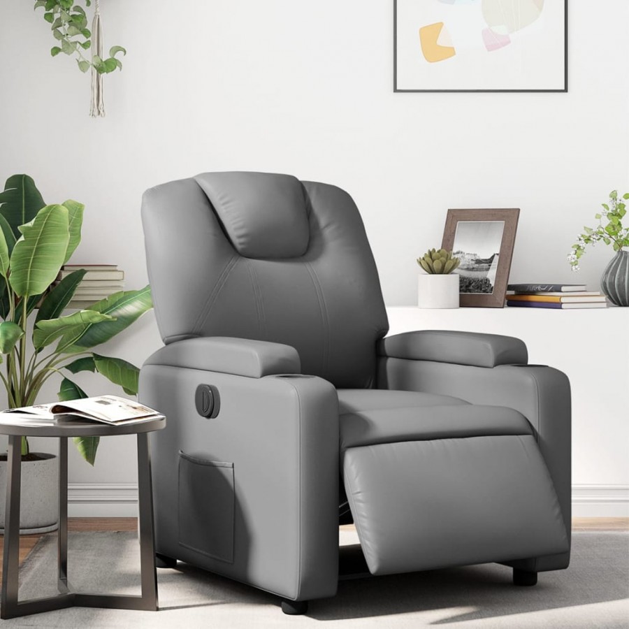 Fauteuil inclinable électrique Gris Similicuir