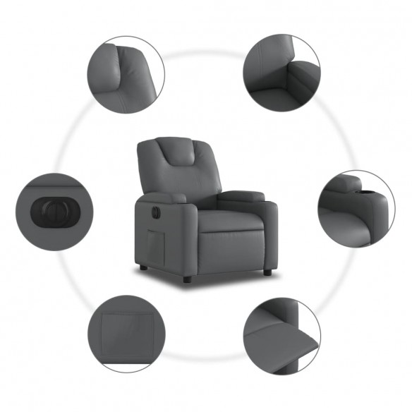 Fauteuil inclinable électrique Gris Similicuir