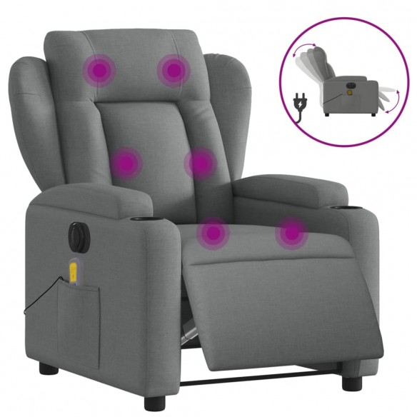 Fauteuil inclinable de massage électrique gris foncé tissu