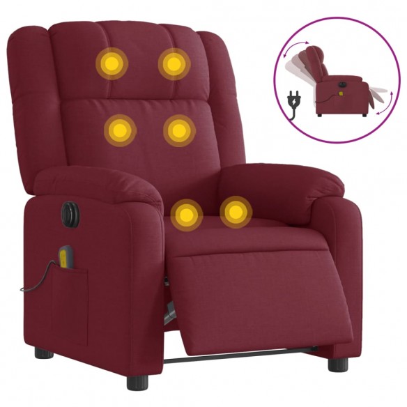 Fauteuil de massage inclinable électrique Rouge bordeaux Tissu