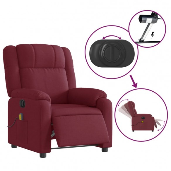 Fauteuil de massage inclinable électrique Rouge bordeaux Tissu