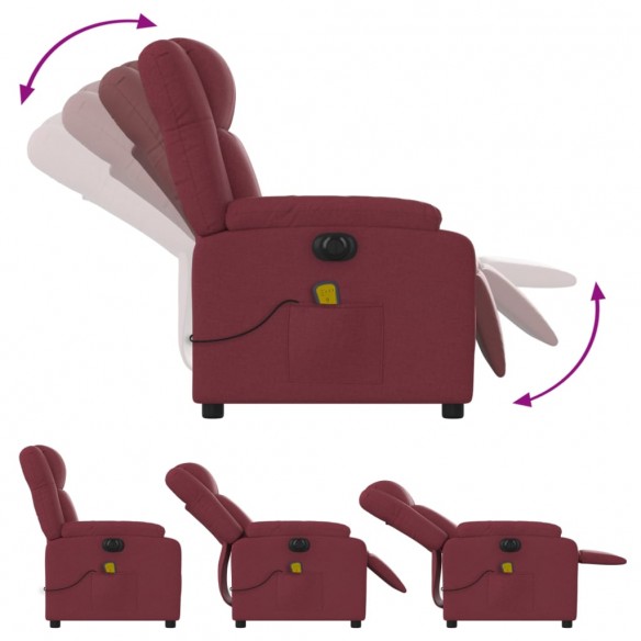 Fauteuil de massage inclinable électrique Rouge bordeaux Tissu