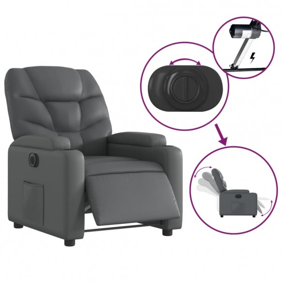 Fauteuil inclinable électrique Gris Similicuir