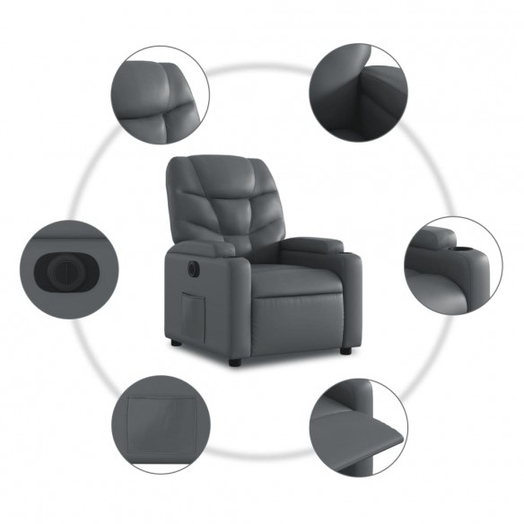 Fauteuil inclinable électrique Gris Similicuir