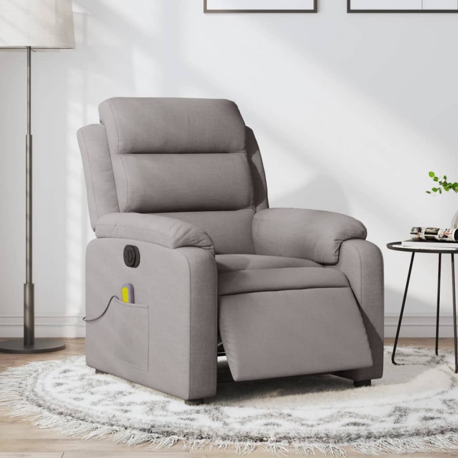 Fauteuil de massage inclinable électrique Taupe Tissu