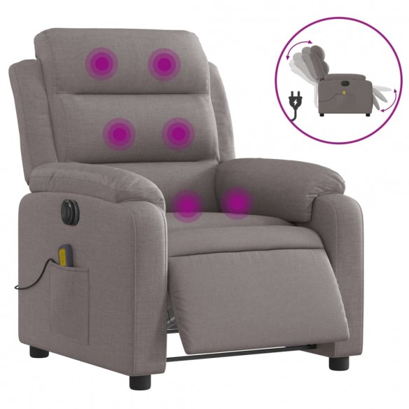 Fauteuil de massage inclinable électrique Taupe Tissu