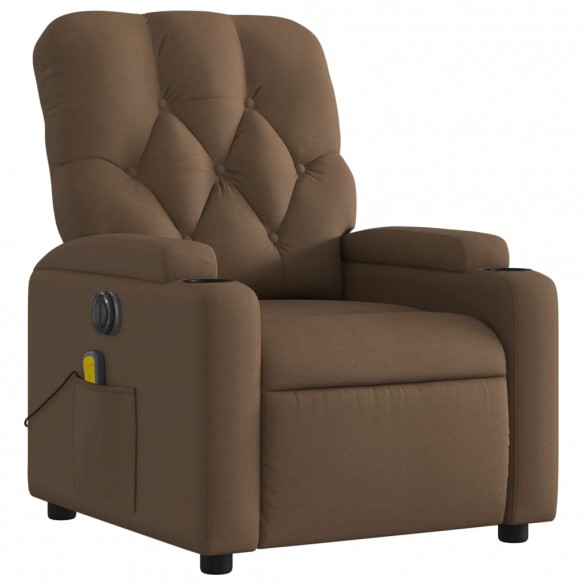 Fauteuil inclinable de massage électrique marron tissu