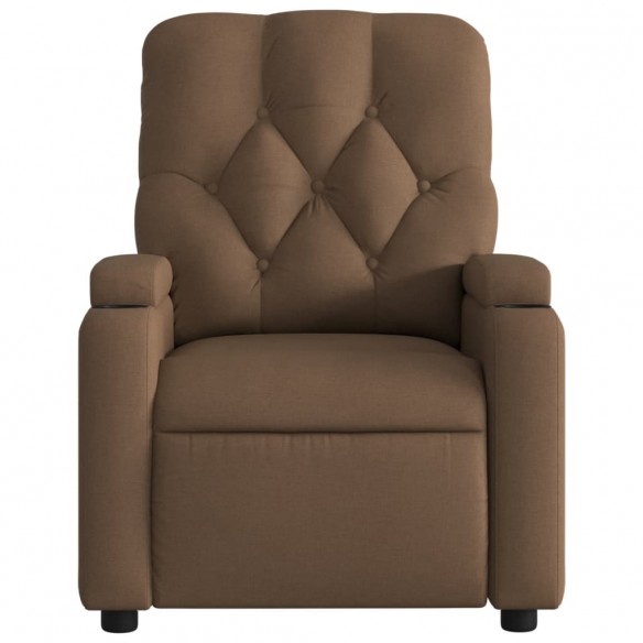 Fauteuil inclinable de massage électrique marron tissu