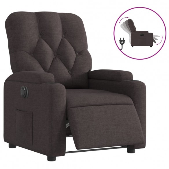 Fauteuil inclinable électrique Marron foncé Tissu