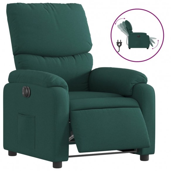 Fauteuil inclinable électrique Vert foncé Tissu