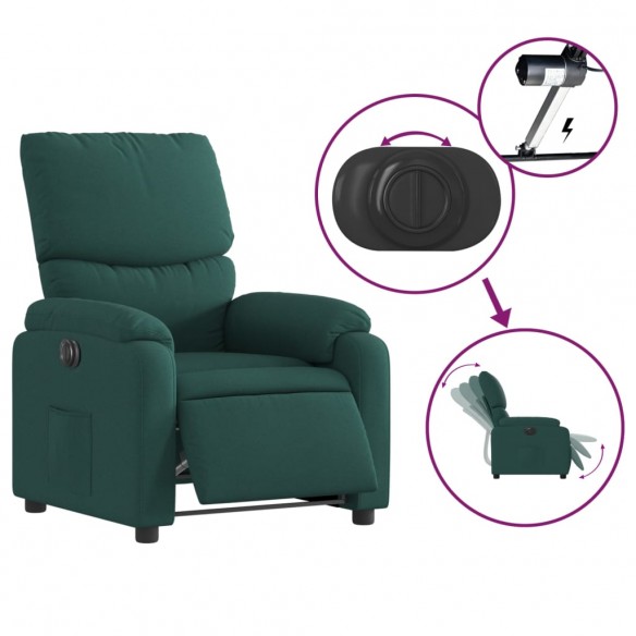 Fauteuil inclinable électrique Vert foncé Tissu