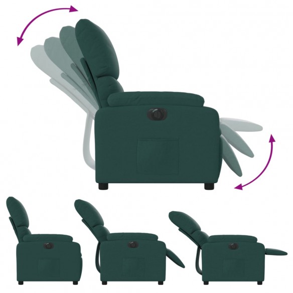 Fauteuil inclinable électrique Vert foncé Tissu