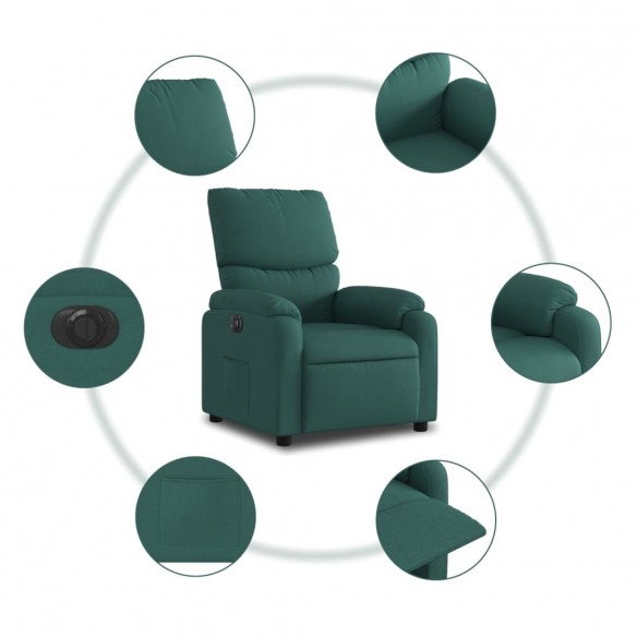 Fauteuil inclinable électrique Vert foncé Tissu