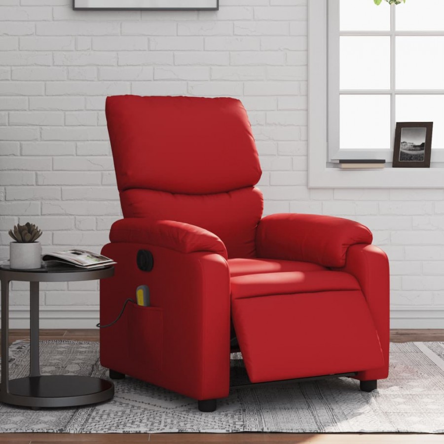 Fauteuil de massage inclinable électrique rouge similicuir