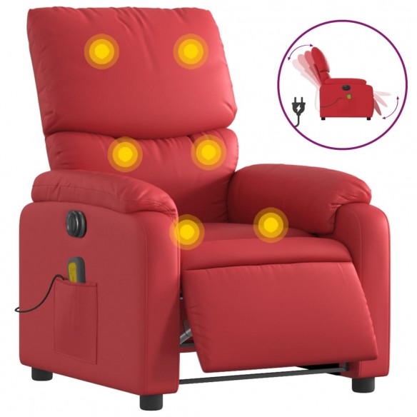 Fauteuil de massage inclinable électrique rouge similicuir