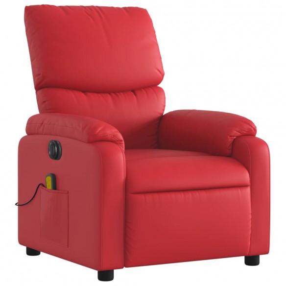 Fauteuil de massage inclinable électrique rouge similicuir