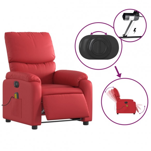 Fauteuil de massage inclinable électrique rouge similicuir