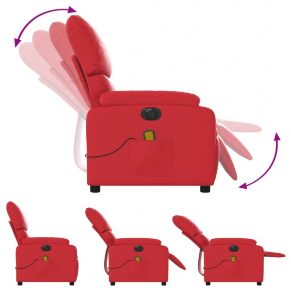 Fauteuil de massage inclinable électrique rouge similicuir