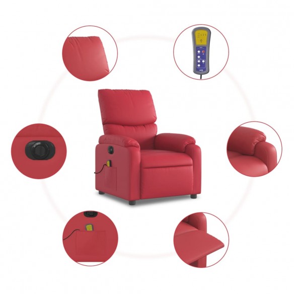 Fauteuil de massage inclinable électrique rouge similicuir