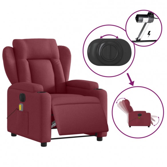 Fauteuil de massage inclinable électrique Rouge bordeaux Tissu