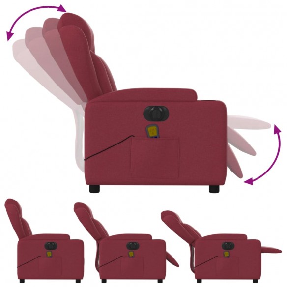 Fauteuil de massage inclinable électrique Rouge bordeaux Tissu