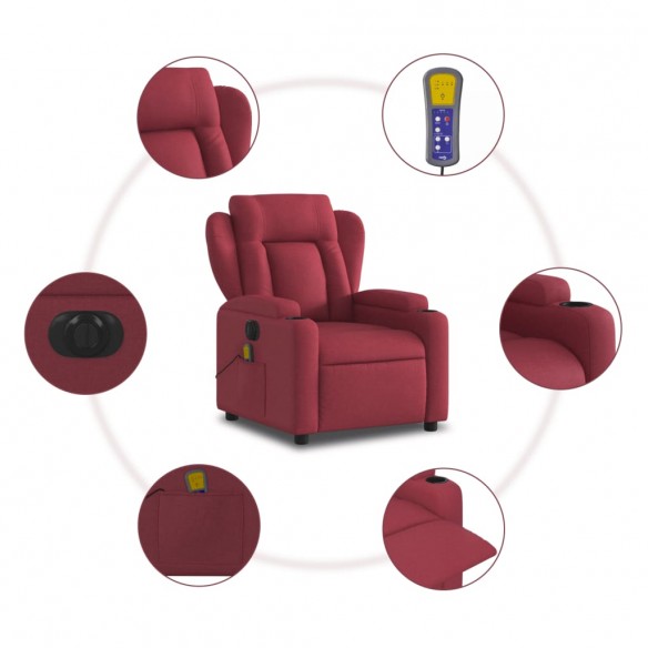 Fauteuil de massage inclinable électrique Rouge bordeaux Tissu