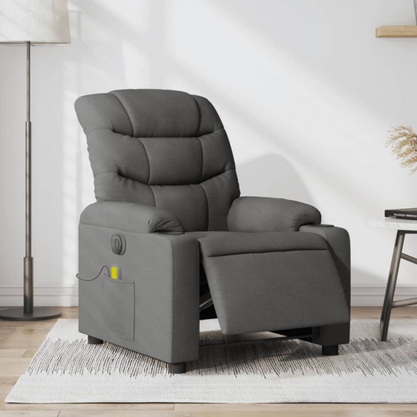 Fauteuil inclinable de massage électrique gris foncé tissu