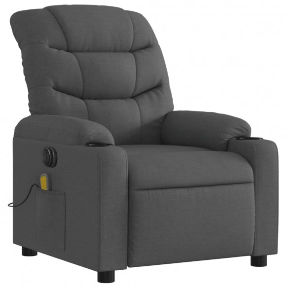 Fauteuil inclinable de massage électrique gris foncé tissu