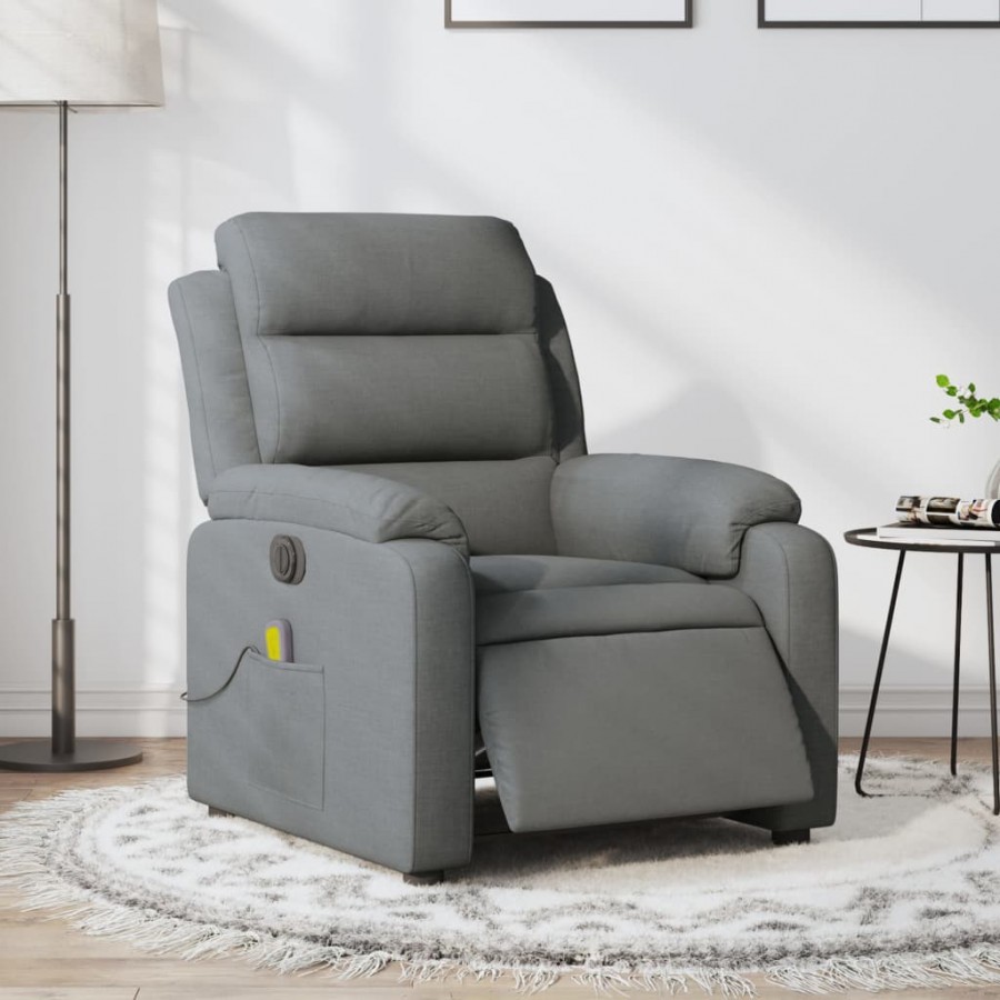 Fauteuil inclinable de massage électrique gris foncé tissu