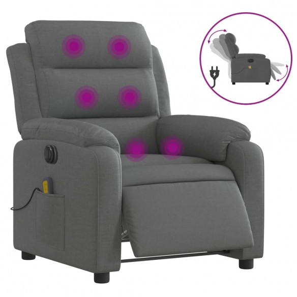 Fauteuil inclinable de massage électrique gris foncé tissu