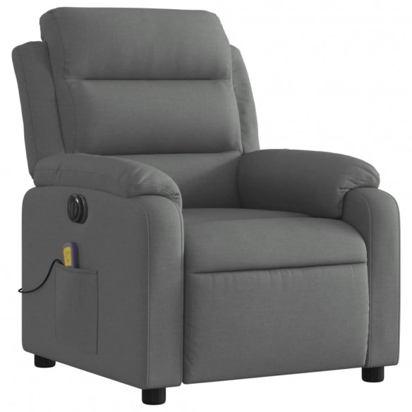 Fauteuil inclinable de massage électrique gris foncé tissu