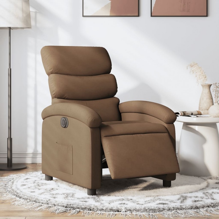 Fauteuil inclinable électrique Marron Tissu