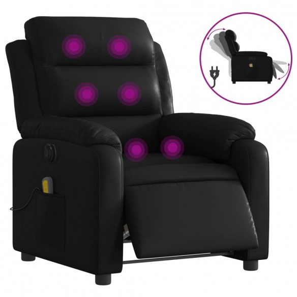 Fauteuil de massage inclinable électrique noir similicuir